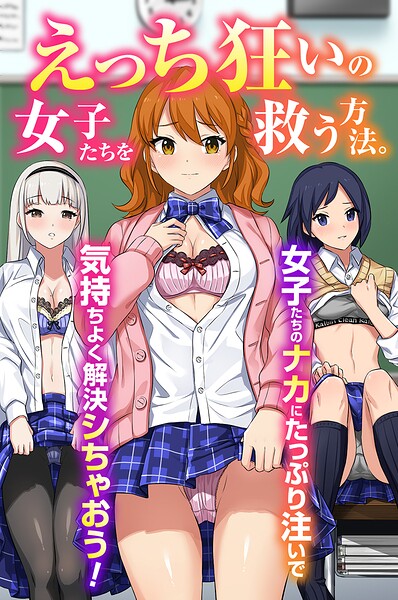 えっち狂いの女子たちを救う方法。女子たちのナカにたっぷり注いで気持ちよく解決シちゃおう！（フルカラーコミック）（単話） 封面